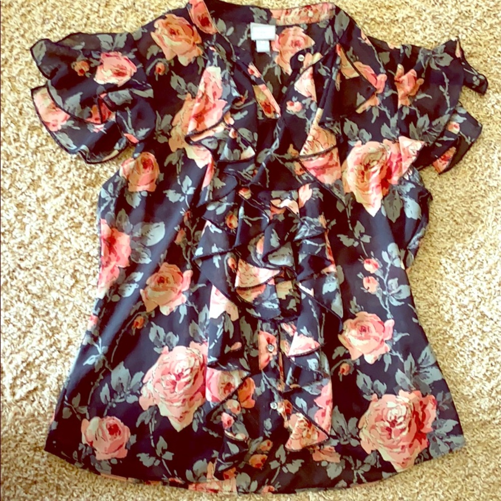 Floral Converse blouse size medium